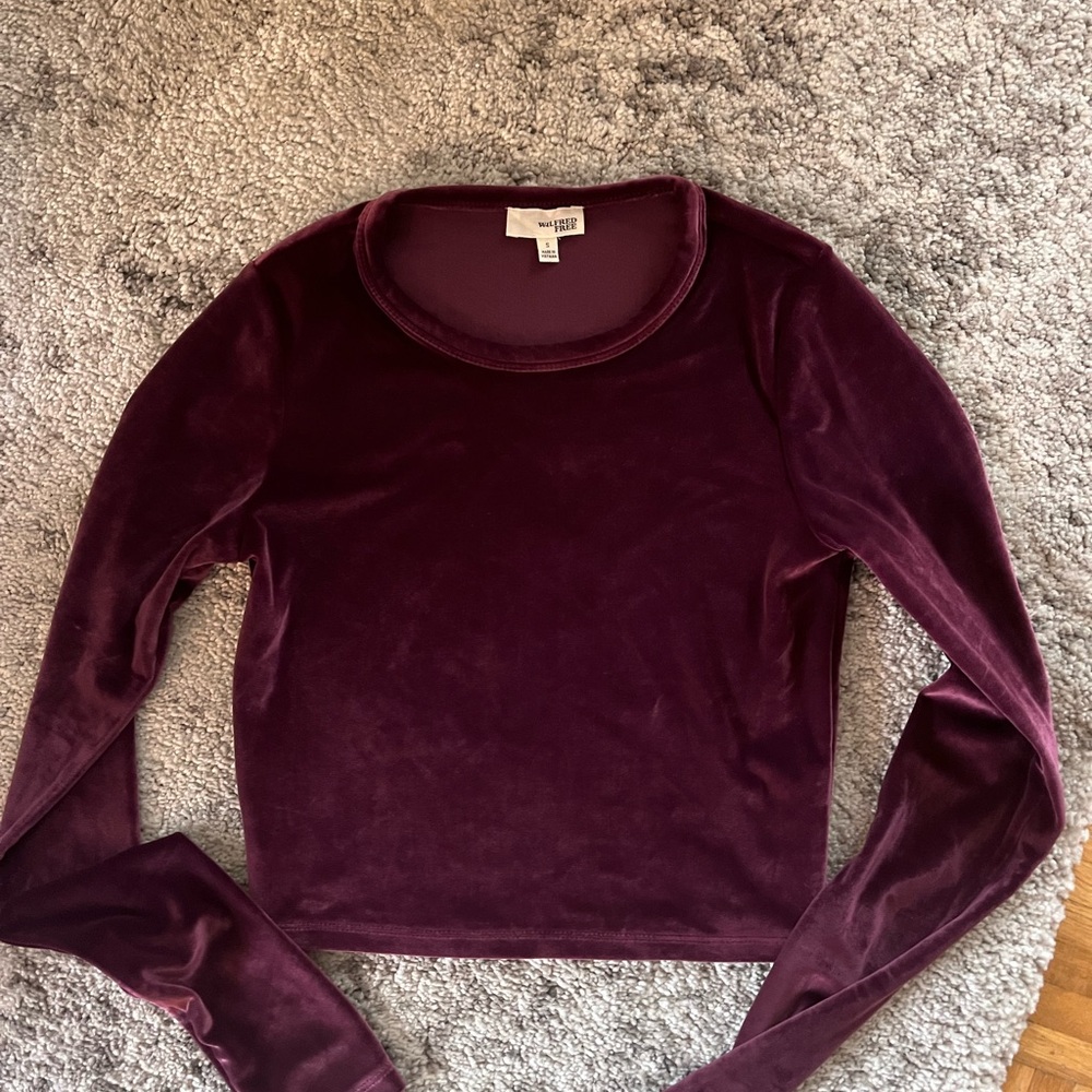 Wilfred Velvet Long Sleeve Top - Deep Purple